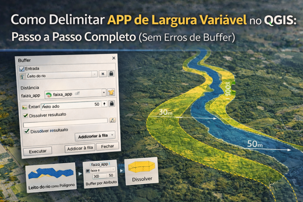 Como Delimitar APP de Largura Variável no QGIS: Passo a Passo Completo (0 Erros de Buffer)