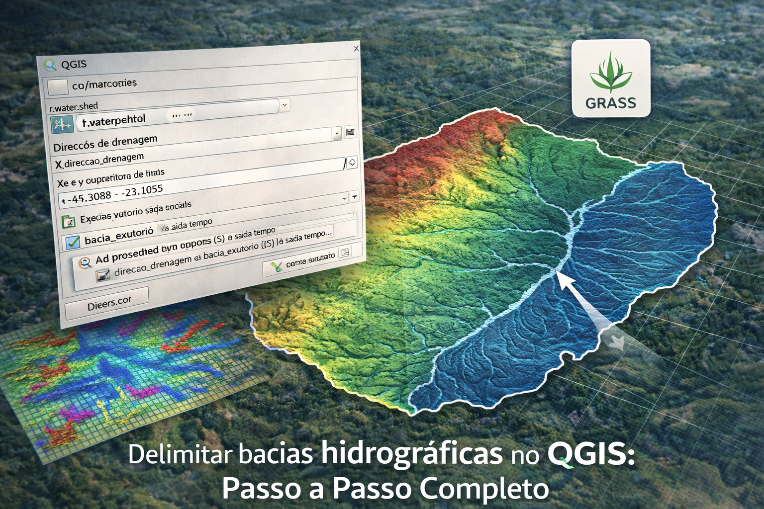 Delimitar bacias hidrográficas no QGIS usando MDE e ferramentas do GRASS GIS