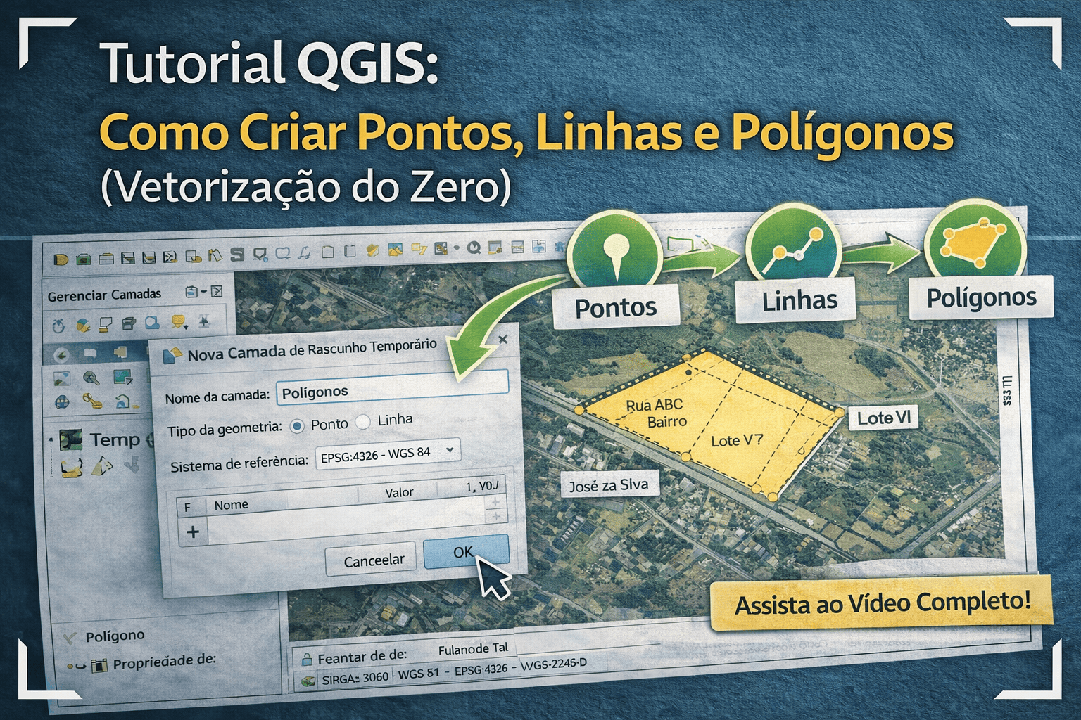 Criação de pontos, linhas e polígonos no QGIS passo a passo