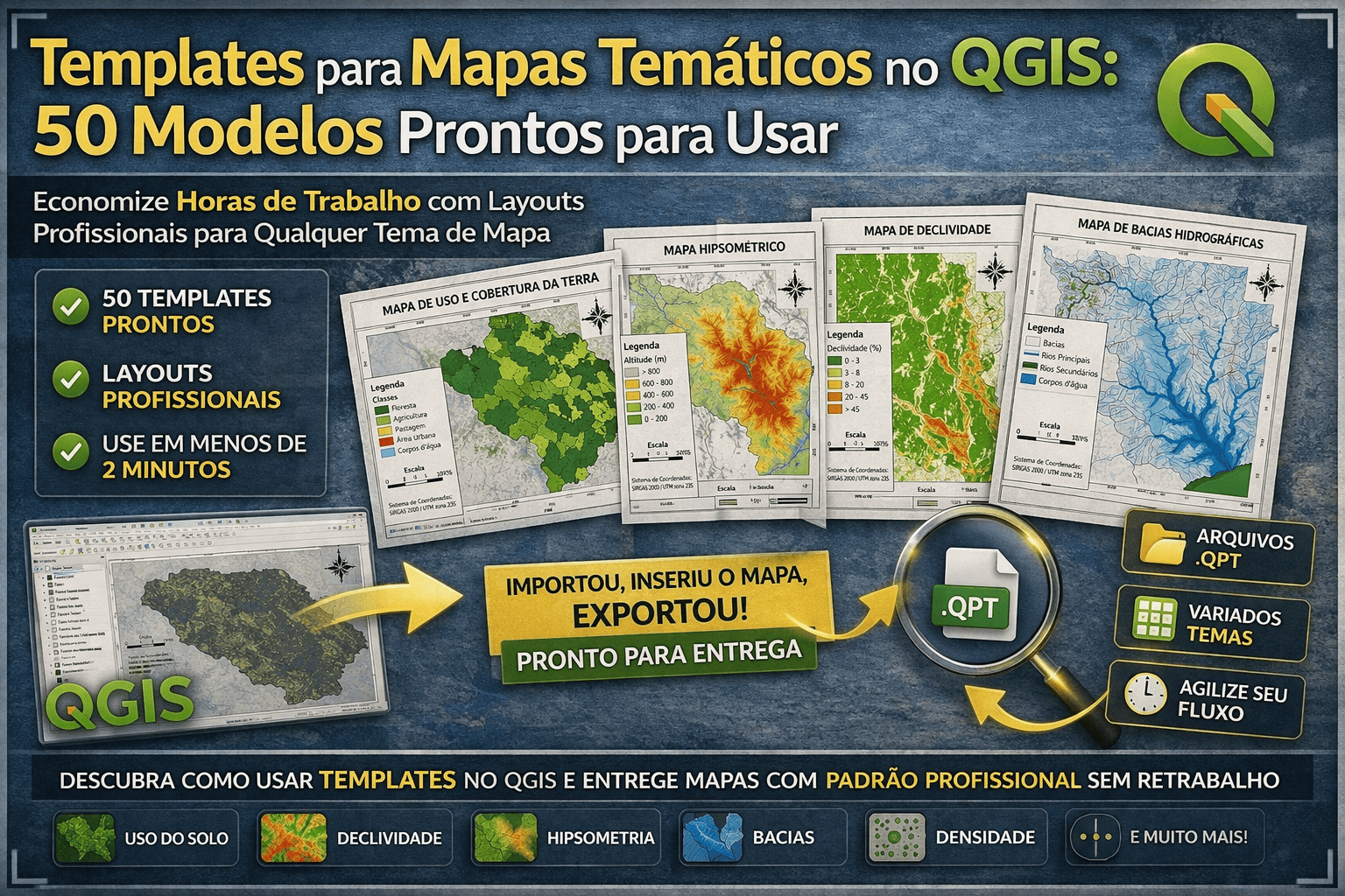 Templates para Mapas Temáticos no QGIS: 50 Modelos Prontos