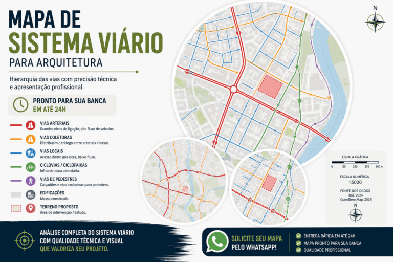 Mapa de Sistema Viário para Arquitetura: Hierarquia das Vias, Pronto em até 24h